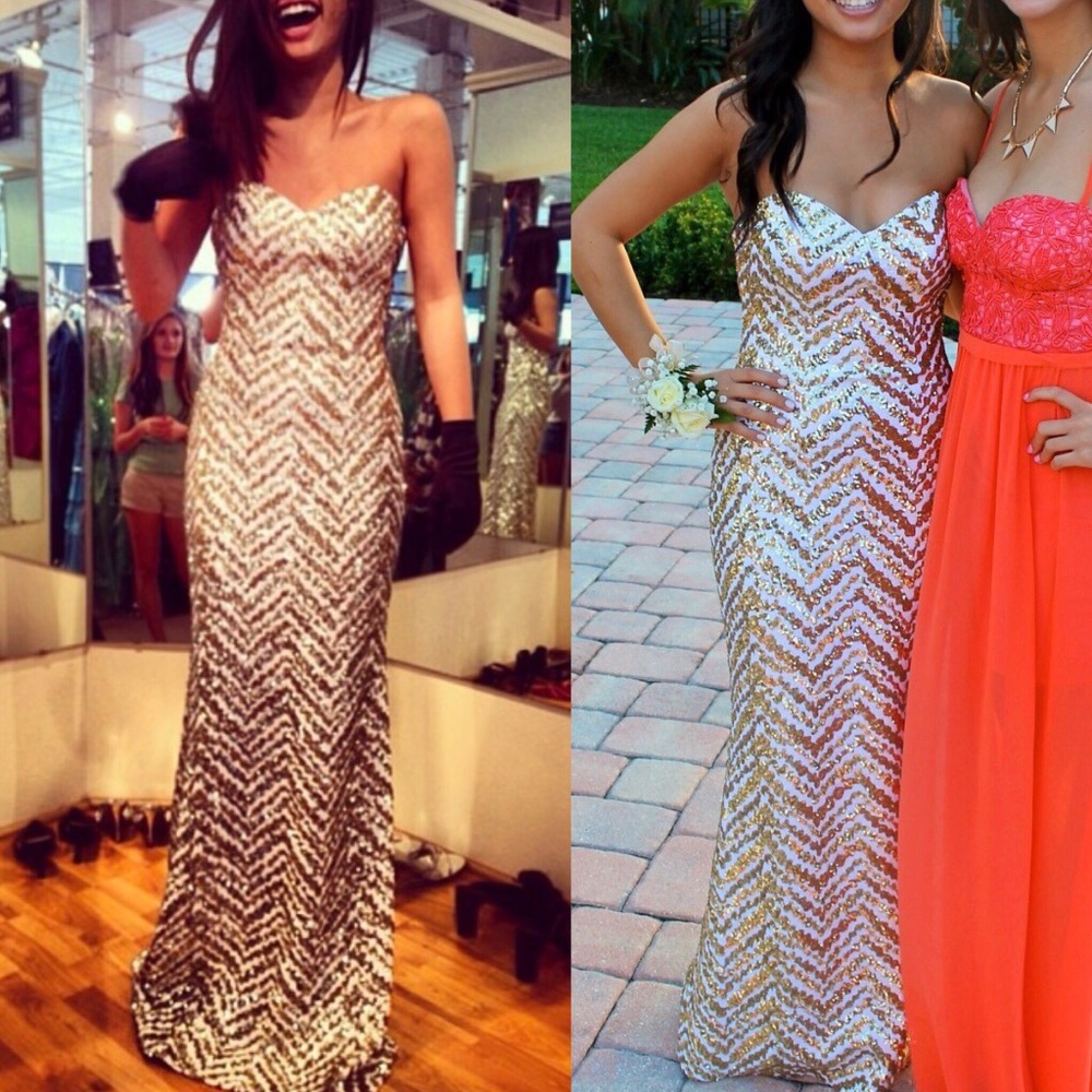Strapless Sequin Prom Dress La Femme Pageant Gown